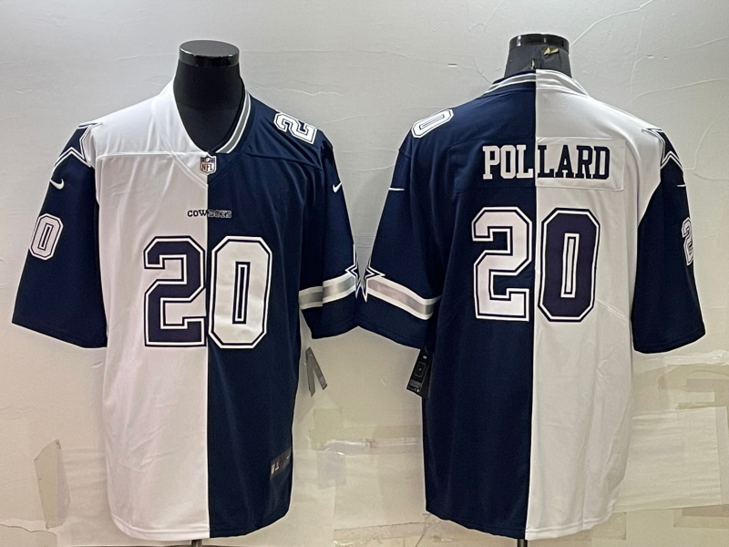 Men's Dallas Cowboys Tony Pollard #20 White/Navy Jersey Joint Edition
